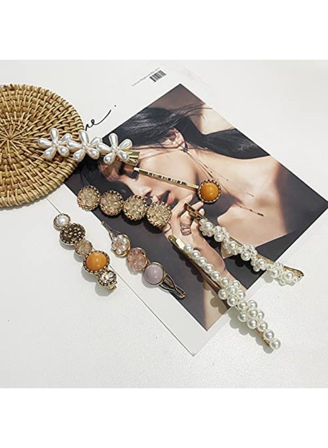 Soofam 20 PCS Macaron Pearls and Acrylic Resin Hair Clips, Handmade Cute Hair Barrettes Bobby Pins, Glitter Crystal Geometric Hairpin, Elegant Gold Hair Accessories, Gifts for Women Girls… - Image 5