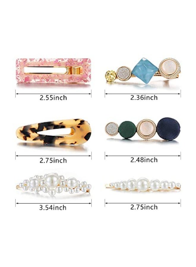 Soofam 20 PCS Macaron Pearls and Acrylic Resin Hair Clips, Handmade Cute Hair Barrettes Bobby Pins, Glitter Crystal Geometric Hairpin, Elegant Gold Hair Accessories, Gifts for Women Girls… - Image 4
