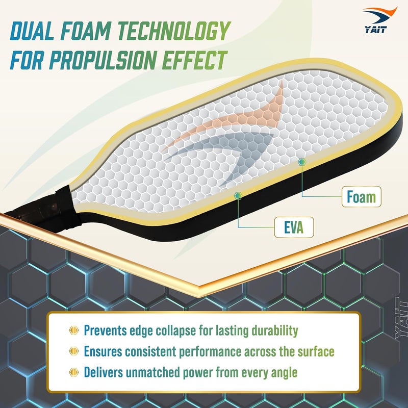 YAIT Sports Aetos Pickleball Paddle | Japanese Toray T700 Carbon Fiber | Thermoformed Racket | Propulsion Core Tech | Pro Spin, Control & Power | AIPA Approved | Pickle Ball Racket Cover Included - Image 5