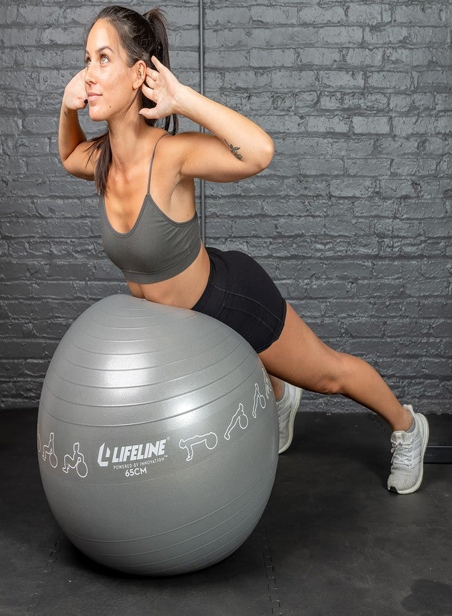 Lifeline Fitness Exercise Ball – Burst-Resistant Stability Ball with Inflation Pump for Core Workouts, Office Use, & Pregnancy Exercises - Image 2