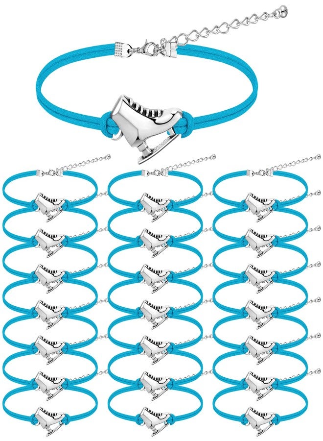 Funtery 24 Pcs Ice Skating Party Favors Colorful Ice Skating Bracelet Skater Birthday Gifts Sports Goodie Items Bulk for Women Men Skater Lover(Blue) - Image 1