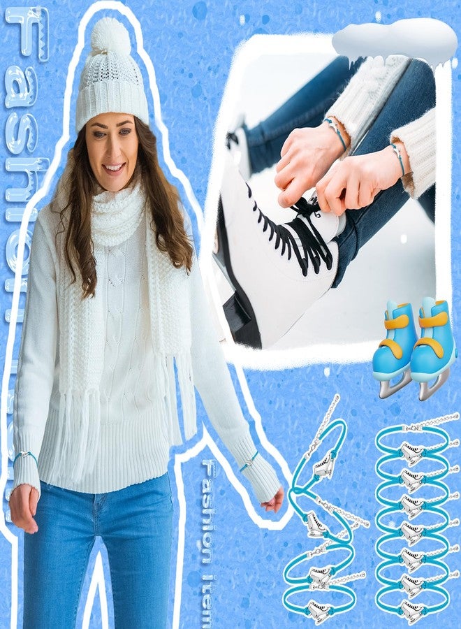 Funtery 24 Pcs Ice Skating Party Favors Colorful Ice Skating Bracelet Skater Birthday Gifts Sports Goodie Items Bulk for Women Men Skater Lover(Blue) - Image 5