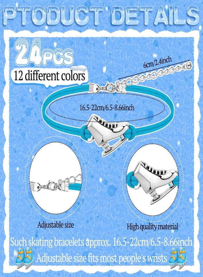 Funtery 24 Pcs Ice Skating Party Favors Colorful Ice Skating Bracelet Skater Birthday Gifts Sports Goodie Items Bulk for Women Men Skater Lover(Blue) - Image 2