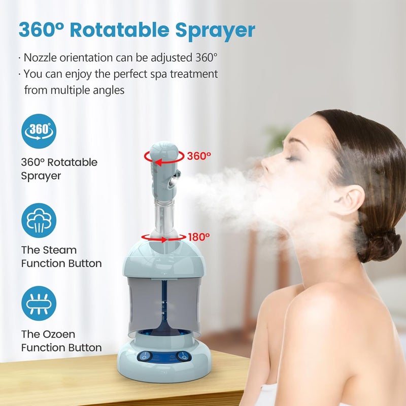 Nisperos Nano Facial Steamer,Ionic Face Steamer for Personal Skin Care ath Home,Spa,Light Blue - Image 3