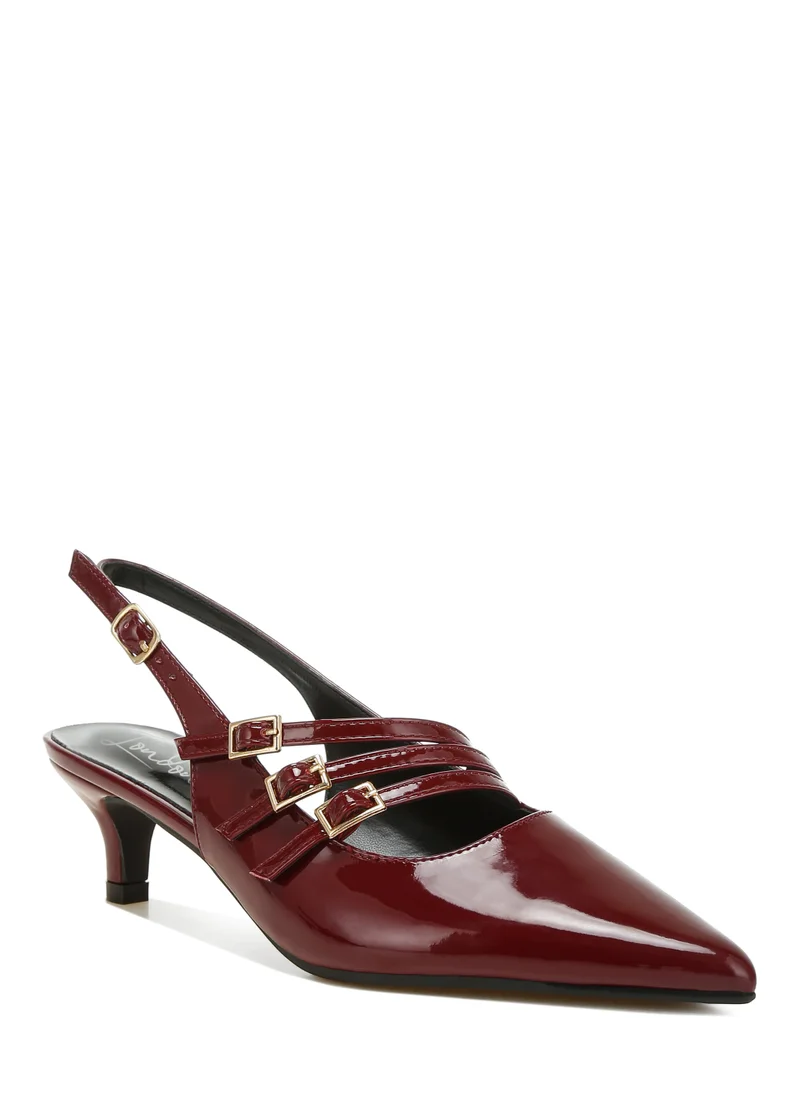 London Rag Triple Strap Slingback Sandals in Burgundy