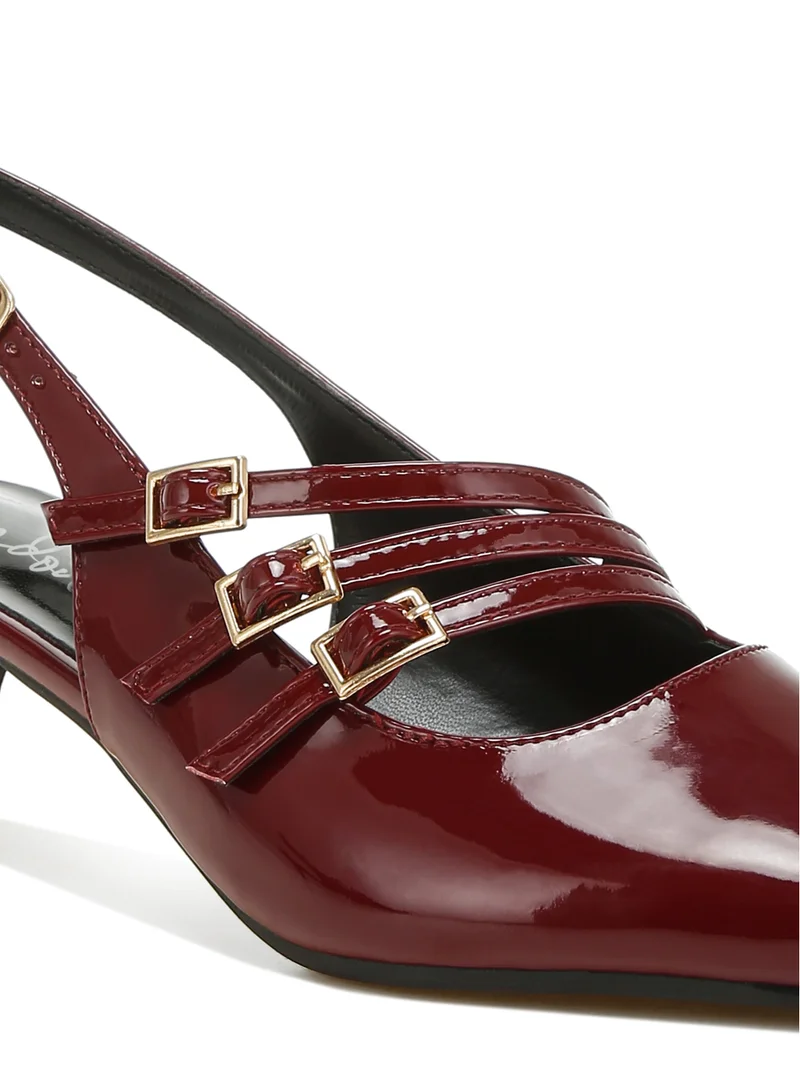 London Rag Triple Strap Slingback Sandals in Burgundy