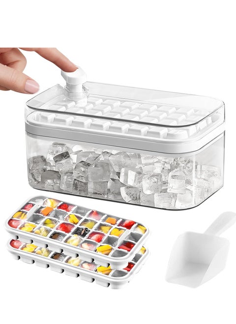Altheqa Ice Cube Trays For Freezer,64 Pieces Ice Cube Tray With Bin  Ice Cube Maker Mold For Freezer, Square Ice Cube Tray White
