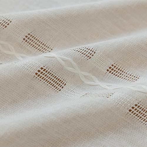 Deeprove Cream White Boho Curtain 84 inches Length for Living Room Bedroom Nursery Doorway Cream Bohemian 84 inches Long Western Stripe Embroidery Privacy Window Fringe Decor W52 x L84, 1 Panel - Image 3