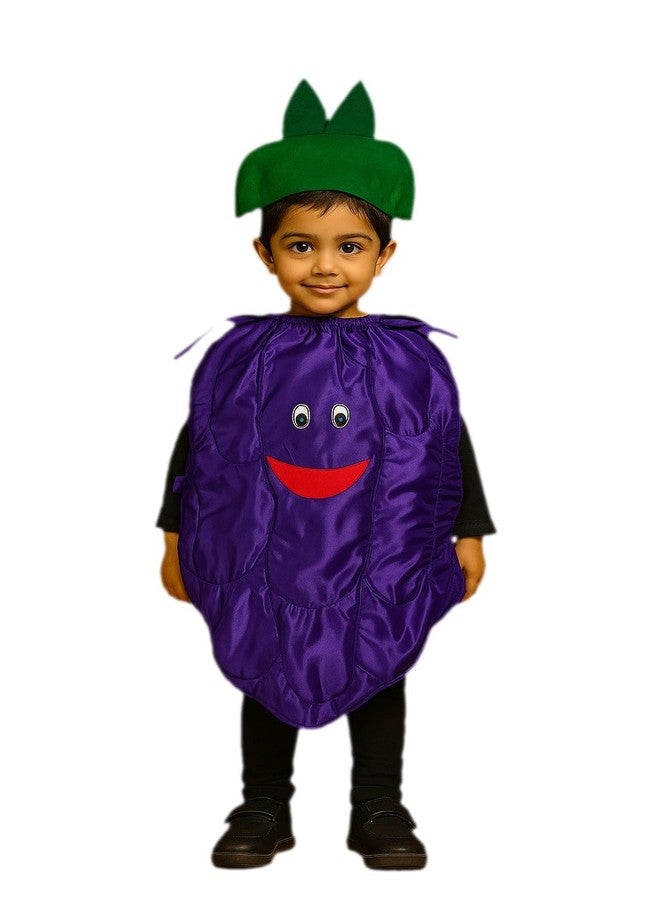 QuickBazaar Fruits & Vegetable Cutout Costume for Kids/Apple, Mango, Banana, Carrot, Brinjal, Tomato, Watermelon & More/Perfect for Fancy Dress Costume & Stage Shows (Grapes Cutout, 3-4 Y) - Image 1