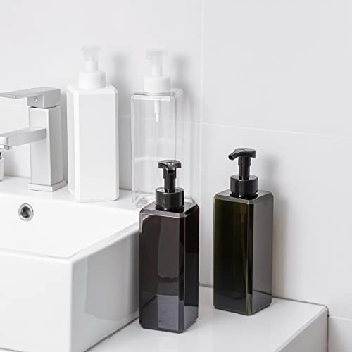 UUJOLY Foaming Soap Dispenser 1L (33.8oz) Refillable Plastic Pump Bottle for Liquid Soap, Shampoo, Body Wash (2 Pcs) (Amber) - Image 5