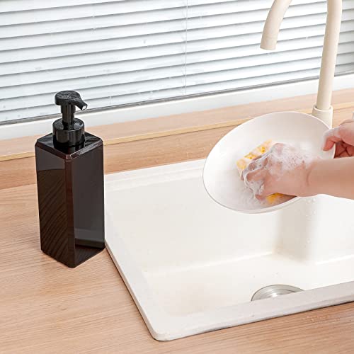UUJOLY Foaming Soap Dispenser 1L (33.8oz) Refillable Plastic Pump Bottle for Liquid Soap, Shampoo, Body Wash (2 Pcs) (Amber) - Image 3