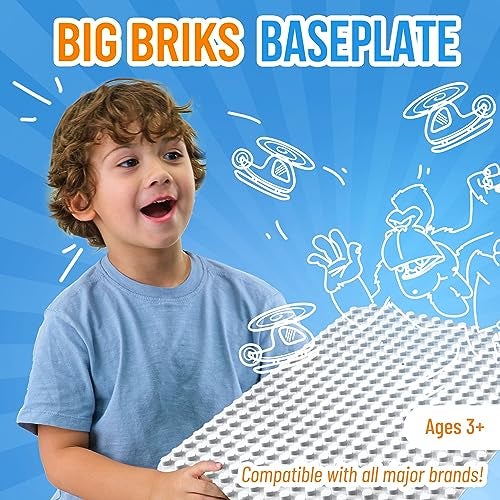 Strictly Briks Toy Building Block - Classic Big Briks Baseplate 15" x 10.5" Large Building Brick Baseplate for Ages 36 Months to 1188 Months, Single White Flat Bottom Base Plate, 1 Pc - Image 2
