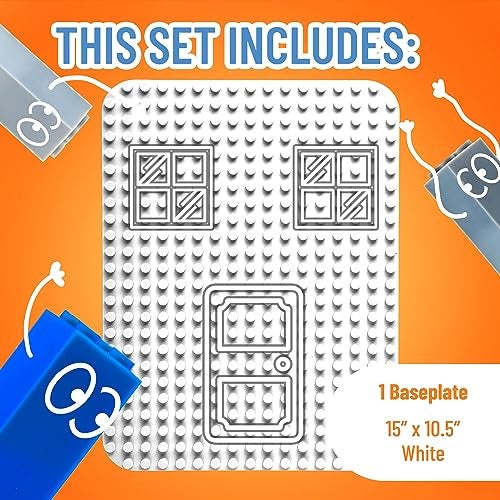 Strictly Briks Toy Building Block - Classic Big Briks Baseplate 15" x 10.5" Large Building Brick Baseplate for Ages 36 Months to 1188 Months, Single White Flat Bottom Base Plate, 1 Pc - Image 3