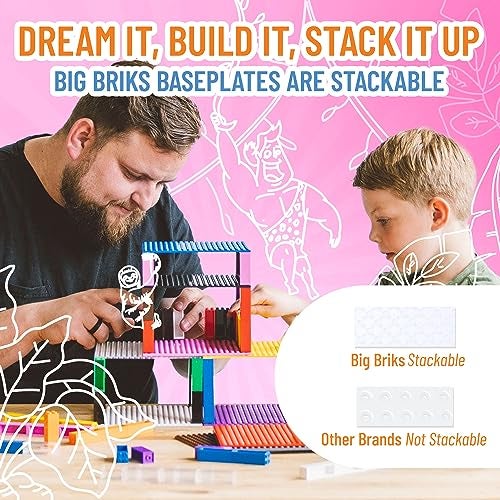 Strictly Briks Toy Building Block - Classic Big Briks Baseplate 15" x 10.5" Large Building Brick Baseplate for Ages 36 Months to 1188 Months, Single White Flat Bottom Base Plate, 1 Pc - Image 5