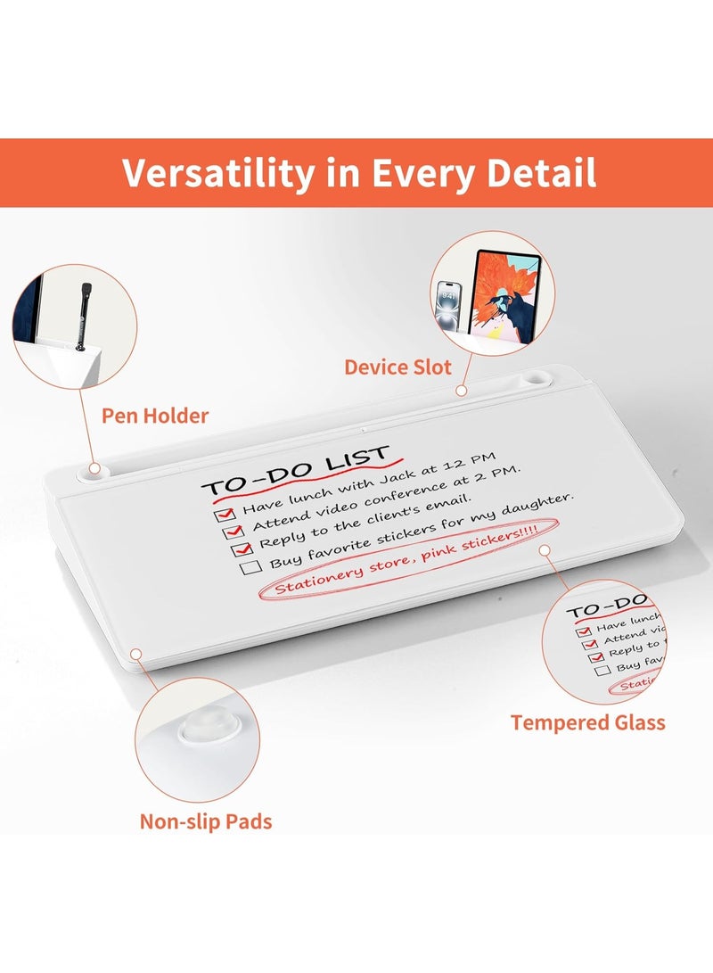 سبورة بيضاء قابلة للمسح الجاف لسطح المكتب، حامل كيبورد الكمبيوتر مع درج، منظمات مكتب مع اكسسوارات للمكتب والمنزل، مستلزمات مدرسية - Image 4