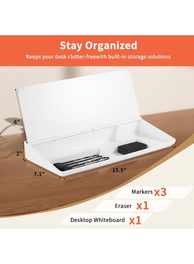 سبورة بيضاء قابلة للمسح الجاف لسطح المكتب، حامل كيبورد الكمبيوتر مع درج، منظمات مكتب مع اكسسوارات للمكتب والمنزل، مستلزمات مدرسية - Image 3
