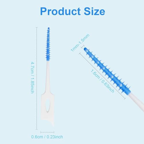 ACSKD Dental Floss Picks 200 Count Soft Rubber Brush Head Interdental Brushes with Convenient Carry CaseDualEnded Toothpick Travel Teeth Cleaning Tools Blue - Image 3