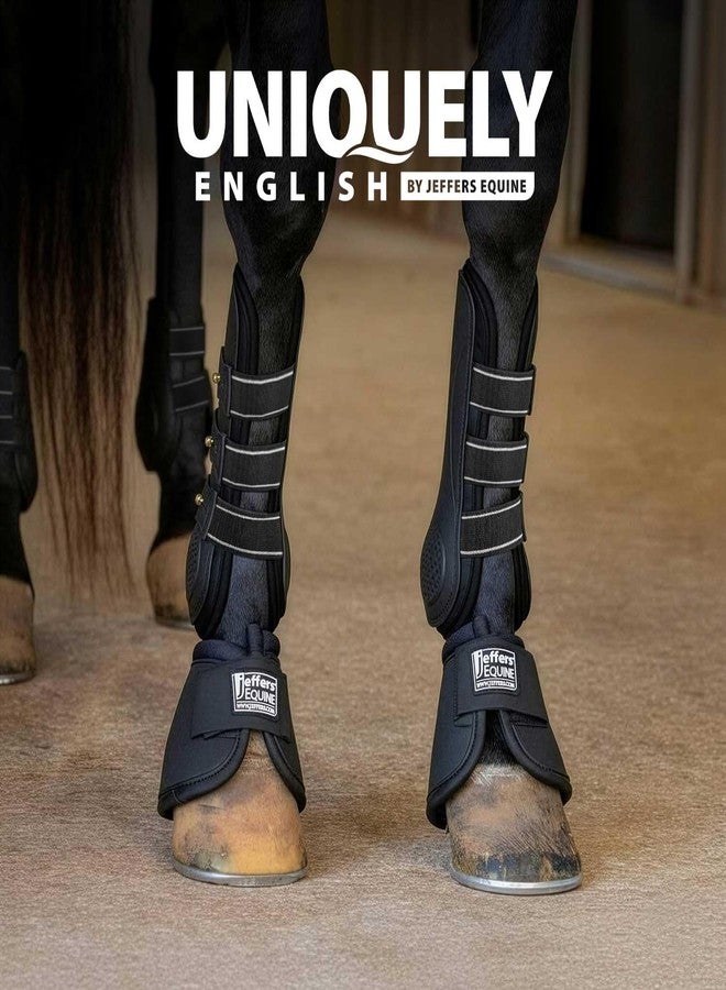 Jeffers Uniquely English Open Front Tendon for Horses, Pair, Large - Ventilated Neoprene Horse Leg Protection for Tendons & High Impact Support, Jumping & Competition Riding Equine Boots - Black - Image 5