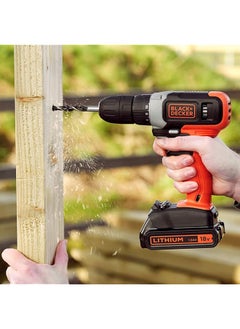 BLACK+DECKER 18V 1.5Ah Li Ion Cordless Electric Compact Drill Driver With 2 Batteries In Kitbox For Wood Drilling Screwdriving Fastening Orange Black Bcd001C2K Gb  - Image 4