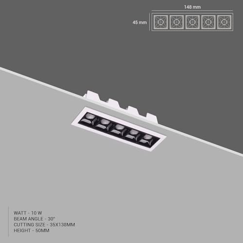 Harold Electricals Metal 10W Linear Laser Blade Concealed COB Spotlight | Recessed LED Downlight For Indoor Lighting, Office, Home, Showroom, Studio - Pack Of 1 (Warm White Light) - Image 5