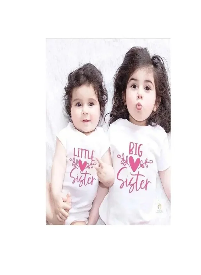 Matching Family Outfits Big Sister Little Sister Matching Outfit Set for Girls | Sibling Matching T Shirt and Baby Romper | Cute Sister Bodysuit Set | Family Matching Clothes | Baby Toddler Sister Gift Outfit