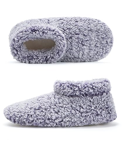 Cozylook Fuzzy Slippers for Women Indoor Soft Sole Slipper Socks with Non Slip Grippers Warm Fluffy Size 9-10 - Image 1