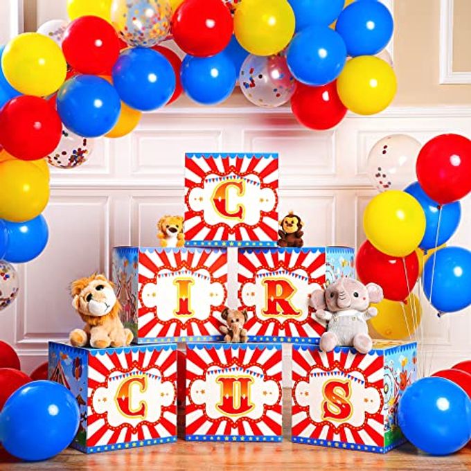 Yexiya Carnival Circus Theme Party Decorations 6 Pcs Large Circus Party Favors Boxes Blocks Birthday Decorations Supplies for Carnival Birthday Halloween Holiday Celebration(8 x 8 Inch) - Image 4