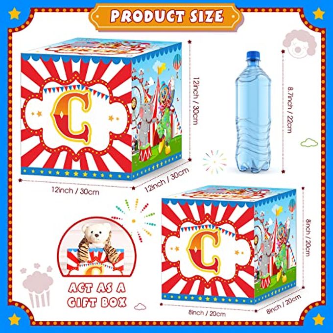 Yexiya Carnival Circus Theme Party Decorations 6 Pcs Large Circus Party Favors Boxes Blocks Birthday Decorations Supplies for Carnival Birthday Halloween Holiday Celebration(8 x 8 Inch) - Image 5