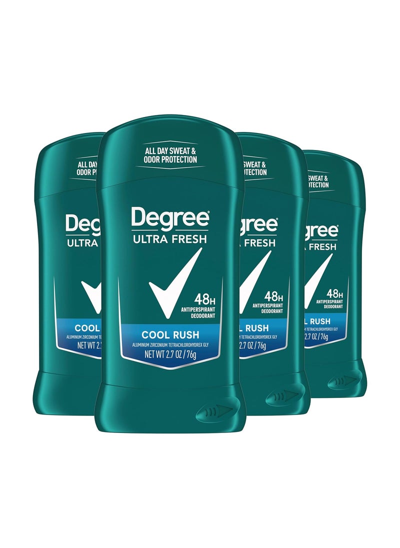Degree Degree Men Ultra Fresh Antiperspirant Deodorant Stick Cool Rush Pack of 4 for 48H Sweat and Odor Protection for Men 27 oz 