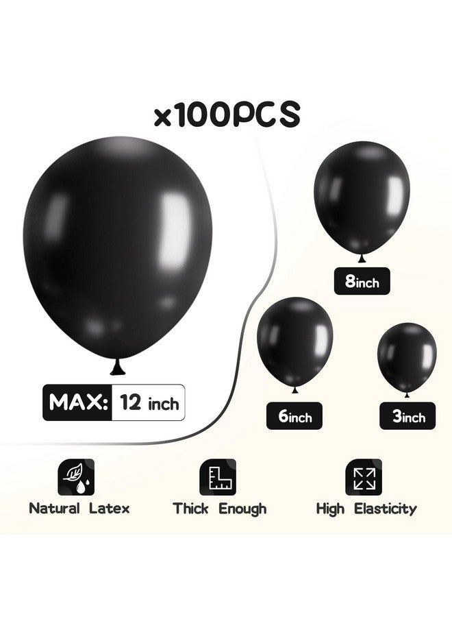 EMART EMART 100pcs Black Balloons 12 Inch with Ribbon, Latex Party Balloons Helium Quaility for Birthday, Wedding, Baby Shower, Balloon Garland Arch, Graduation, Christmas Decor - Image 3