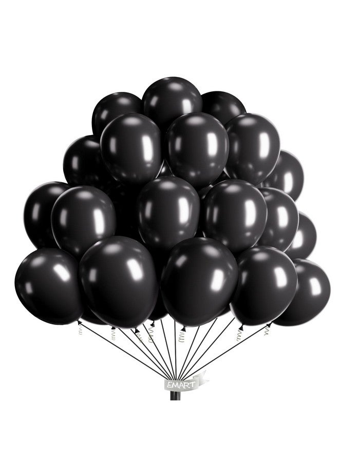 EMART EMART 100pcs Black Balloons 12 Inch with Ribbon, Latex Party Balloons Helium Quaility for Birthday, Wedding, Baby Shower, Balloon Garland Arch, Graduation, Christmas Decor - Image 1