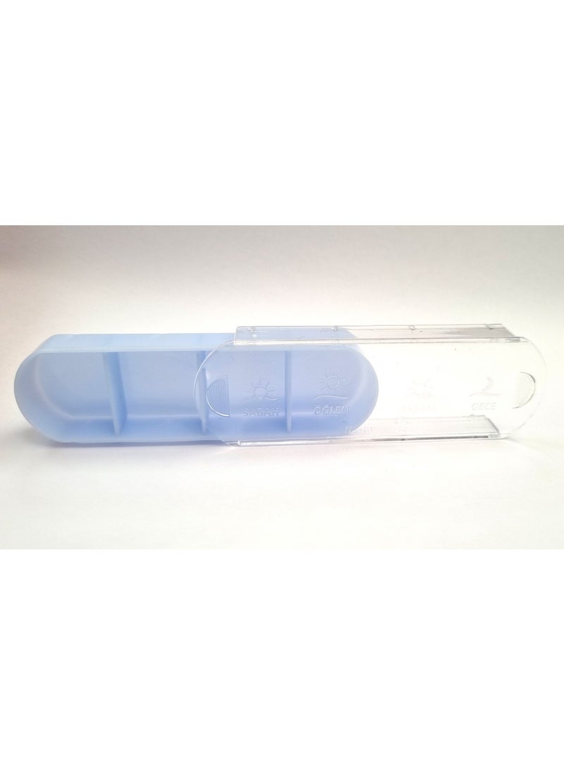 İlmuka Ilmuka 10CMX3,5CM Daily Medicine Storage Container (3PCS) Medicine Box 4meals Ilmuka (Ice Blue)  - Image 2