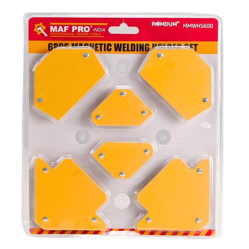 Homdum مجموعة مشابك لحام مغناطيسية متعددة الزوايا 6 قطع 2x3 بوصة سهم، 2x مثلث، 2x صغير، أدوات لحام مغناطيس قوي لسحب دقيق للتوافق باللون الأصفر/الأحمر - Image 2