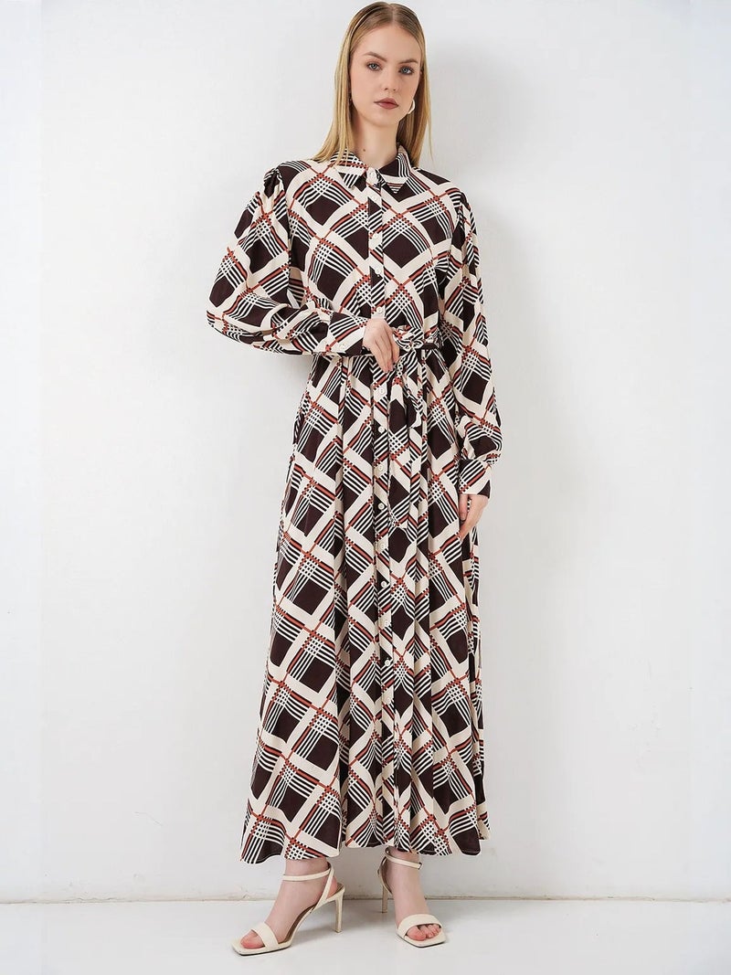 BIG DART BDART Plaid Midi Shirt Dress with Button Closure - Image 3