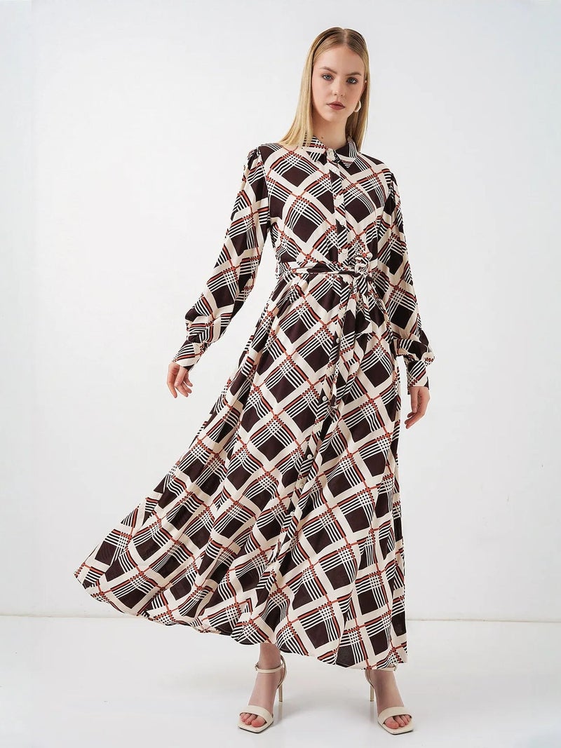 BIG DART BDART Plaid Midi Shirt Dress with Button Closure - Image 1