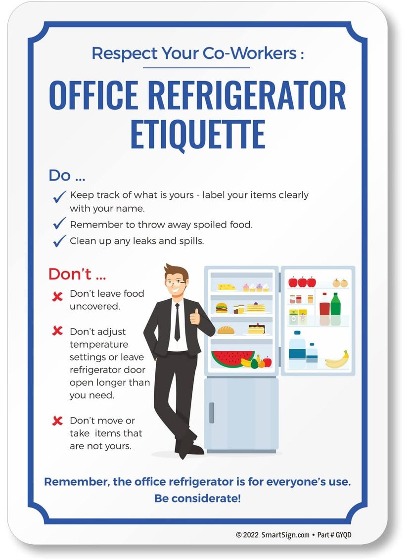 SmartSign SmartSign 10 x 7 inch Respect Your CoWorkers  Office Refrigerator Etiquette Magnetic Sign Conformable 32 mil Rubber Multicolor Made in USA  - Image 1