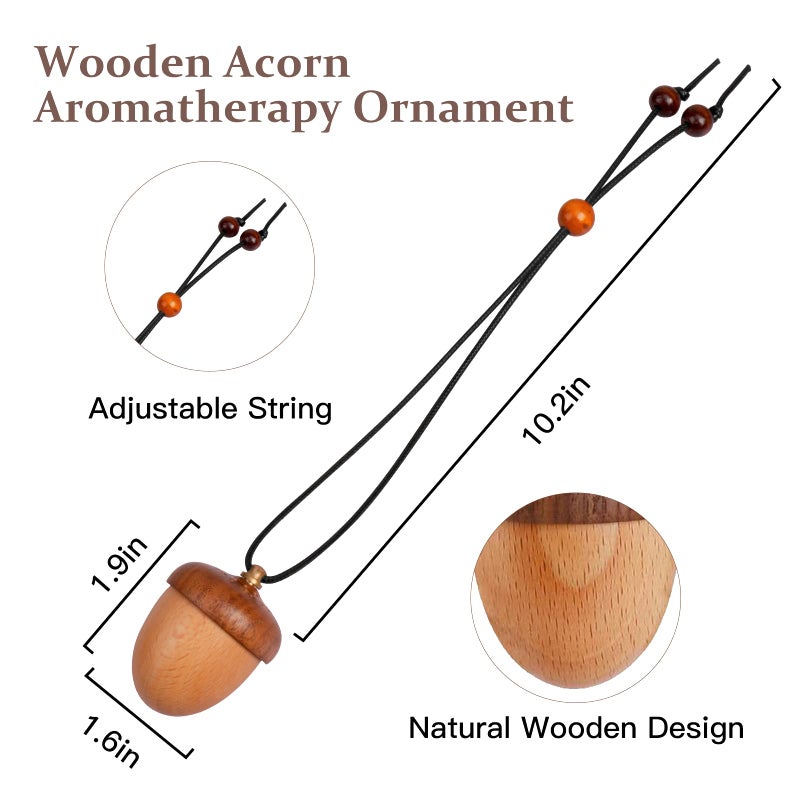 Maromalife Essential Oil Car Diffuser, Wooden Acorn Decor Cute Car Diffuser Air Freshener, Hanging Aromatherapy Diffuser Perfume Car Decoration, Gift for Women/Men, Christmas, Birthday - Image 4