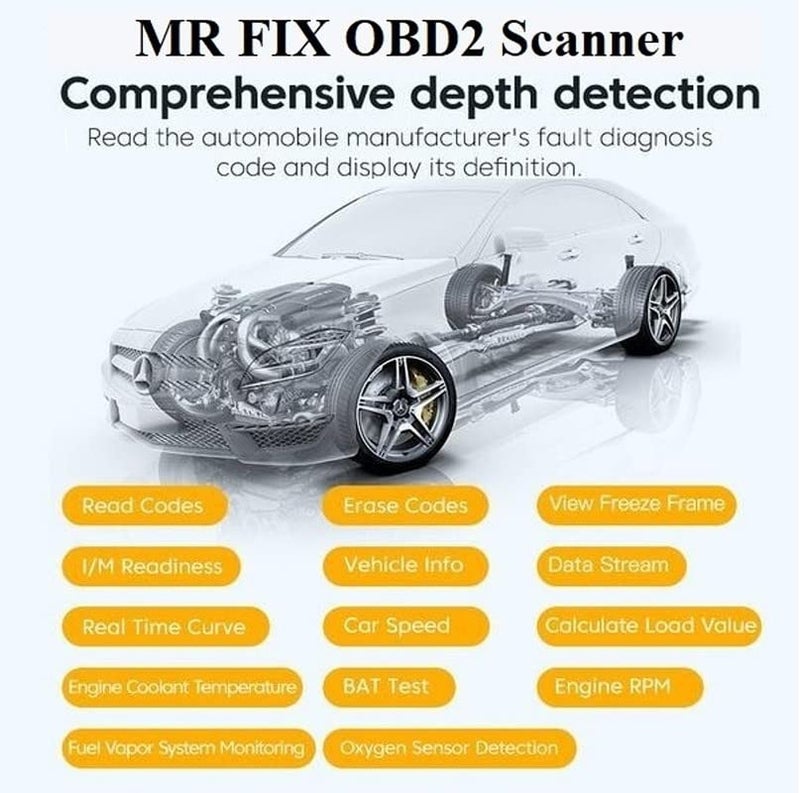mr.fix Mr Fix? Advanced OBD Bluetooth Auto Scanner OBDII 2 Car ELM 327 Diagnostic Tool Scanner Interface Supports All OBD2 Protocols Compatible with AMG GT 4-Door Coupe - Image 5