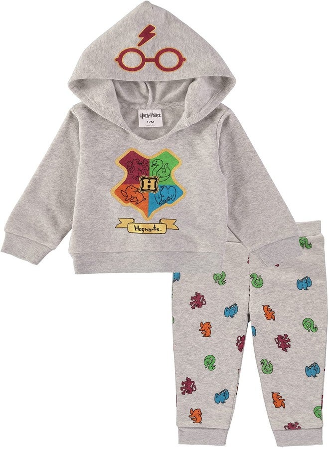 Harry Potter Boys' 2 Piece Hoodie Fleece Sweatshirt and Jogger Pants Set (Grey/Red/Green, 6-9 Months) - Image 1