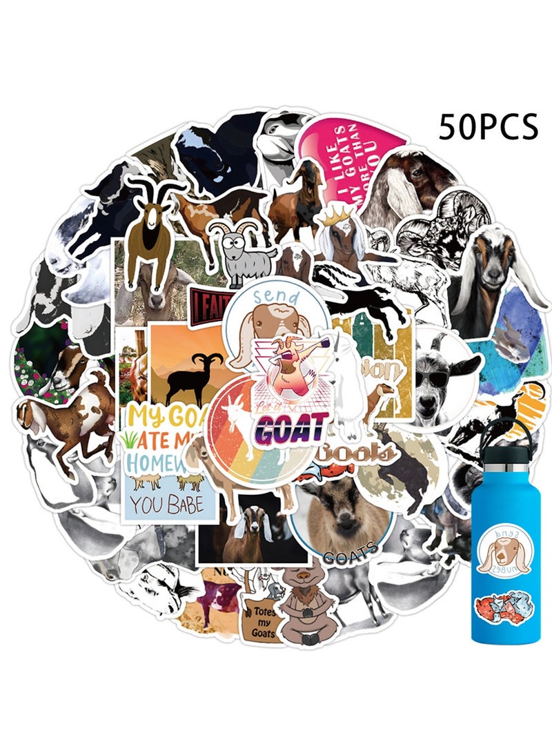 مجموعة ملصقات الماعز المضحكة، 50 قطعة، ملصقات حيوانات لطيفة للأطفال والمراهقين والبالغين، ملصقات فينيل مقاومة للماء لزجاجات المياه والكمبيوتر المحمول - Image 4