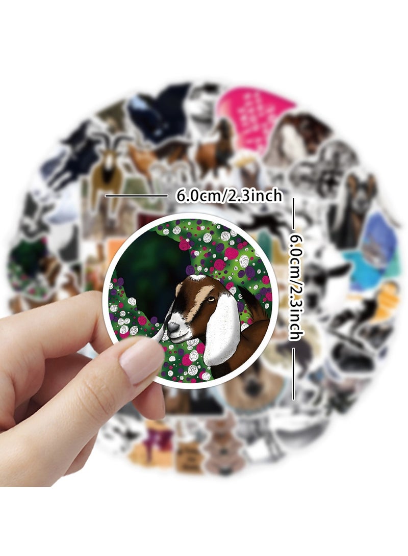 مجموعة ملصقات الماعز المضحكة، 50 قطعة، ملصقات حيوانات لطيفة للأطفال والمراهقين والبالغين، ملصقات فينيل مقاومة للماء لزجاجات المياه والكمبيوتر المحمول - Image 2