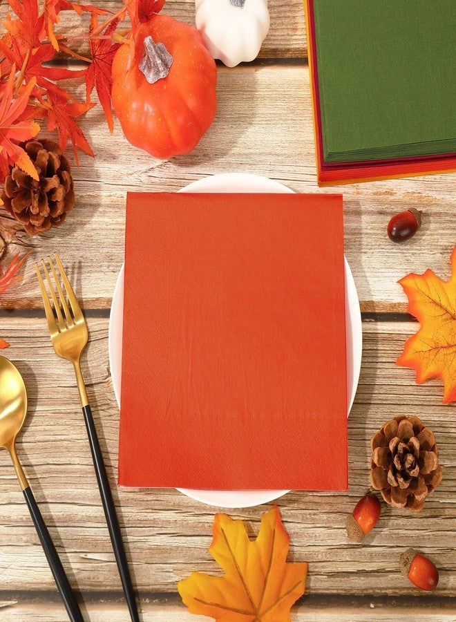 Whaline 80 Pack Thanksgiving Fall Paper Napkins 6.5 x 6.5 Inch Autumn Color Disposable Dinner Napkins Red Orange Yellow Green Luncheon Napkins Fall Harvest Party Supplies for Home Kitchen Restaurant - Image 3