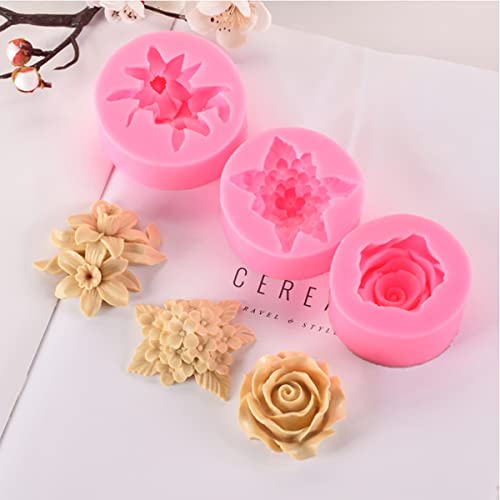 ESEDAGE 3 Pack Silicone Mold - 3D Flower Shapes: Rose, Peony & Round for Resin Candle & Soap Making - Image 2