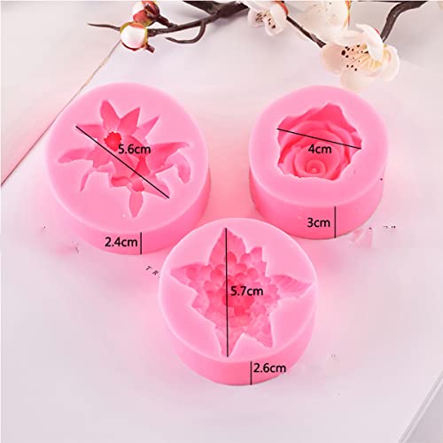 ESEDAGE 3 Pack Silicone Mold - 3D Flower Shapes: Rose, Peony & Round for Resin Candle & Soap Making - Image 3