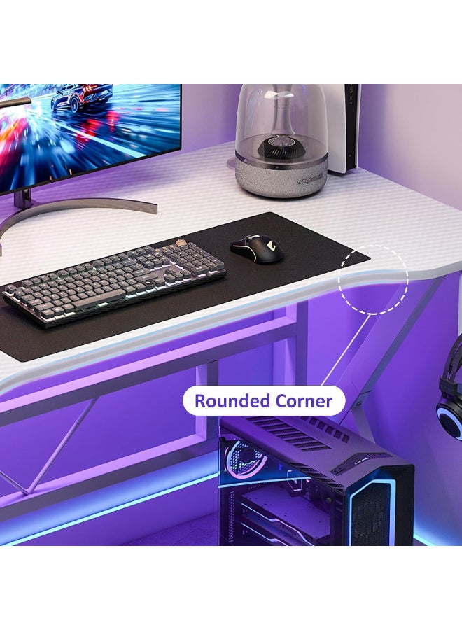 ZUIHAO ZUIHAO Gaming Desk 110cm Carbon Fiber Computer Table Workstation with K Shape Metal Frame Gamer Writing Table White 110 X52 X 75cm  - Image 3