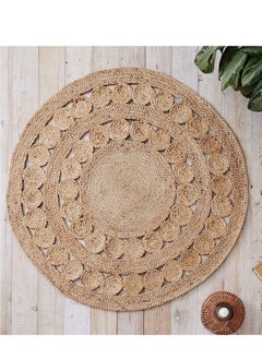 Area Rug Jute Rug Carpet Braided Design Jute 100cm Round Home Living Room Floor Carpet 100x100