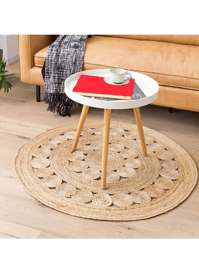 LINGWEI - Area Rug Jute Rug Carpet Braided Design Jute 100cm Round Home Living Room Floor Carpet 100x100 - Image 1