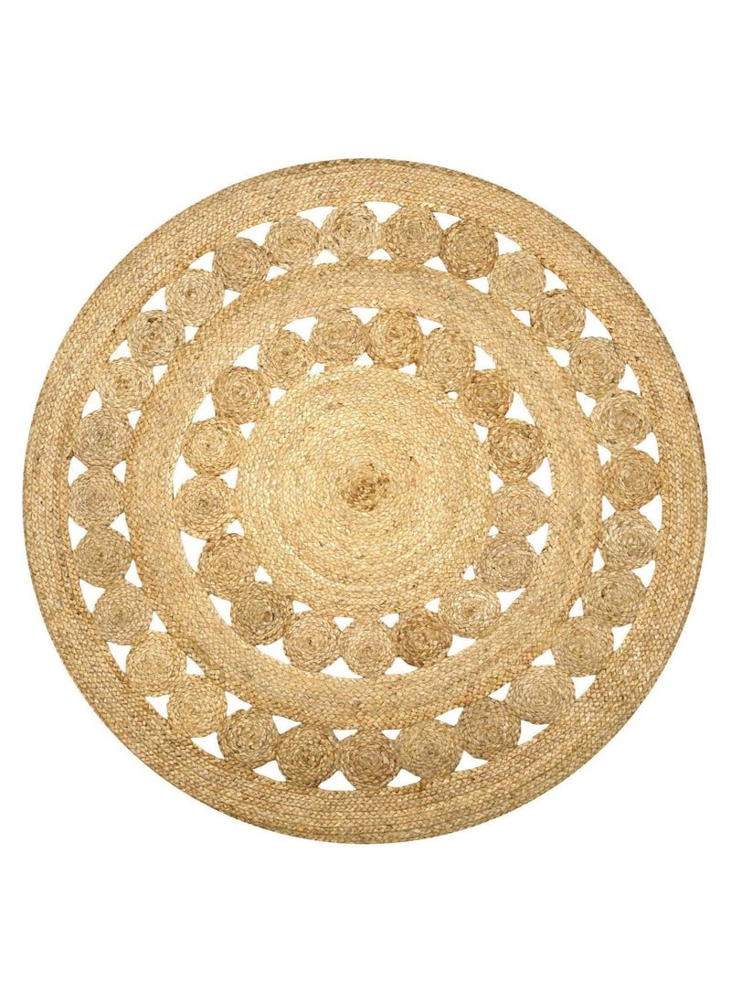 LINGWEI - Area Rug Jute Rug Carpet Braided Design Jute 100cm Round Home Living Room Floor Carpet 100x100 - Image 1