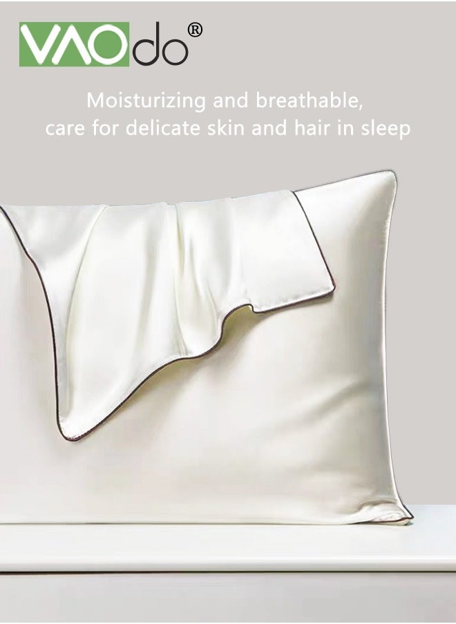 VAOdo 5PCS Pillowcase for Hair and Skin Vegan Silk Pillowcase Set 2 Satin Pillowcases 1 Hair Tie 1 Eye Mask 1 Scrunchie-Luxury Sleep Set Leopard White  - Image 2