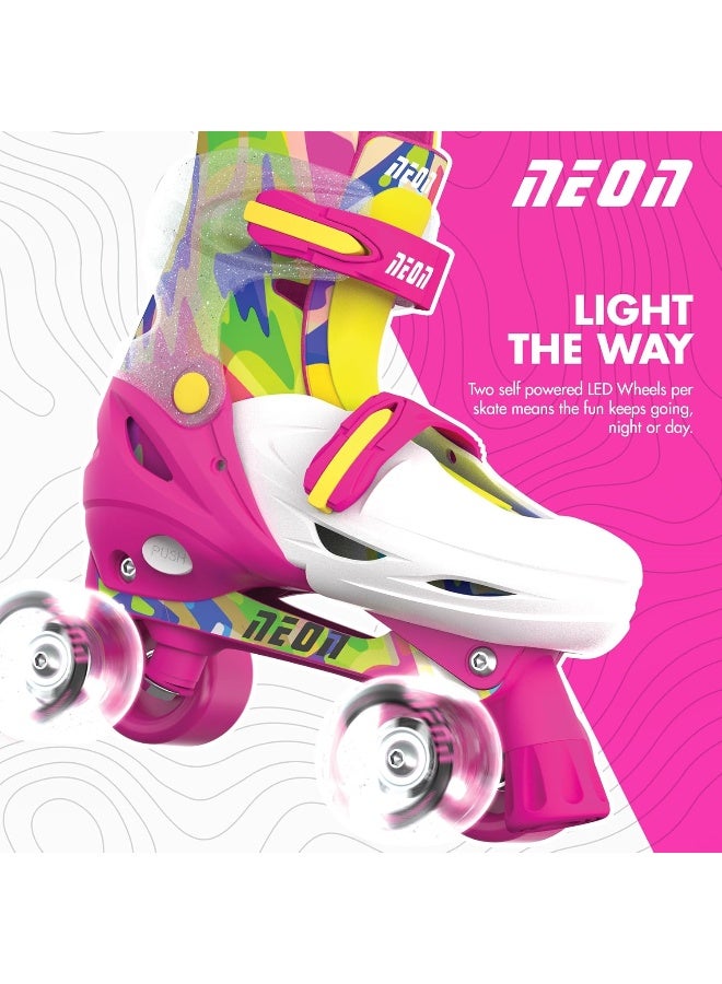 Yvolution Neon 2-in-1 Inline and Quad Combo Skates (Size 12-2, Pink/Yellow) - Image 2